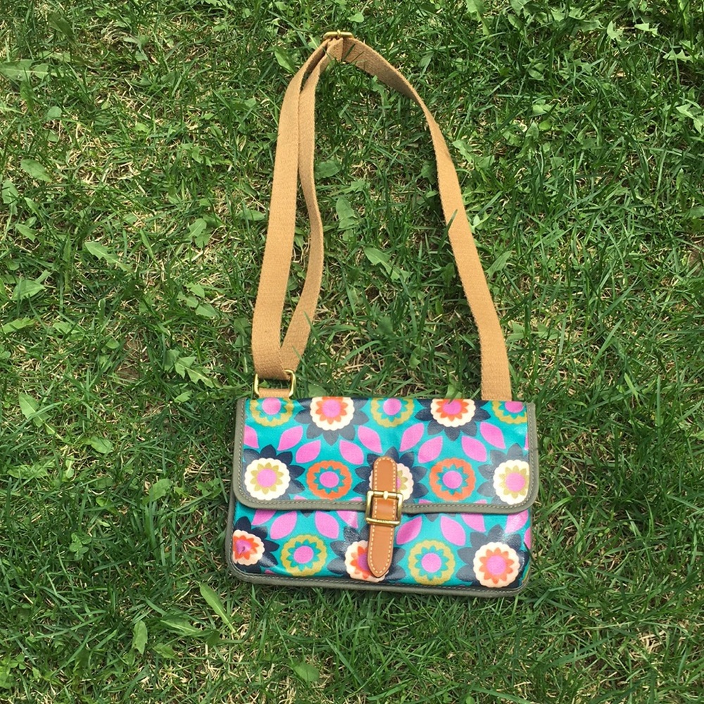 FOSSIL crossbody teal floral